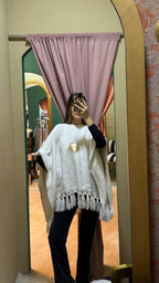 PONCHO PATRIA CON FLECOS -  BLANCO
