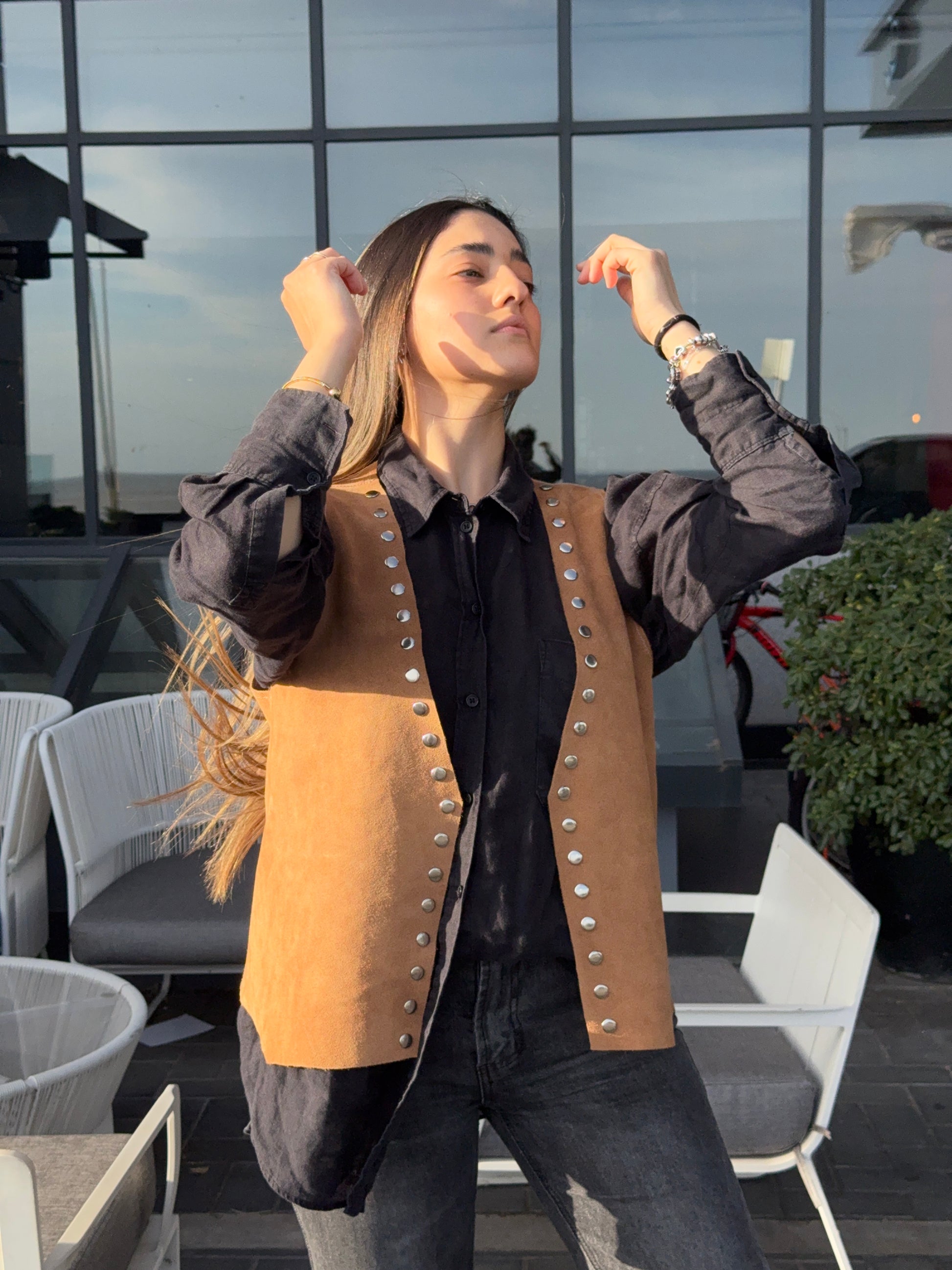 CHALECO BOHO - BEIGE