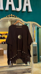 PONCHO PATRIA CON FLECOS -  CHOCOLATE