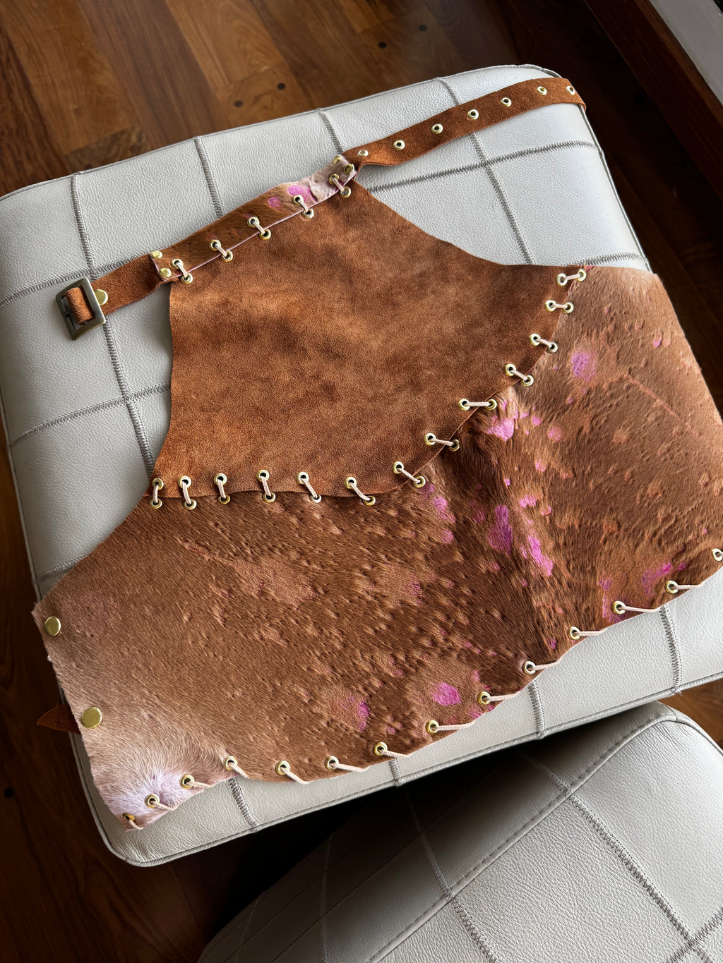 TOP HALTER - rosa y camel