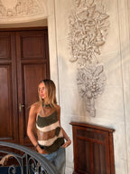 TOP TACHAS - BEIGE Y VERDE