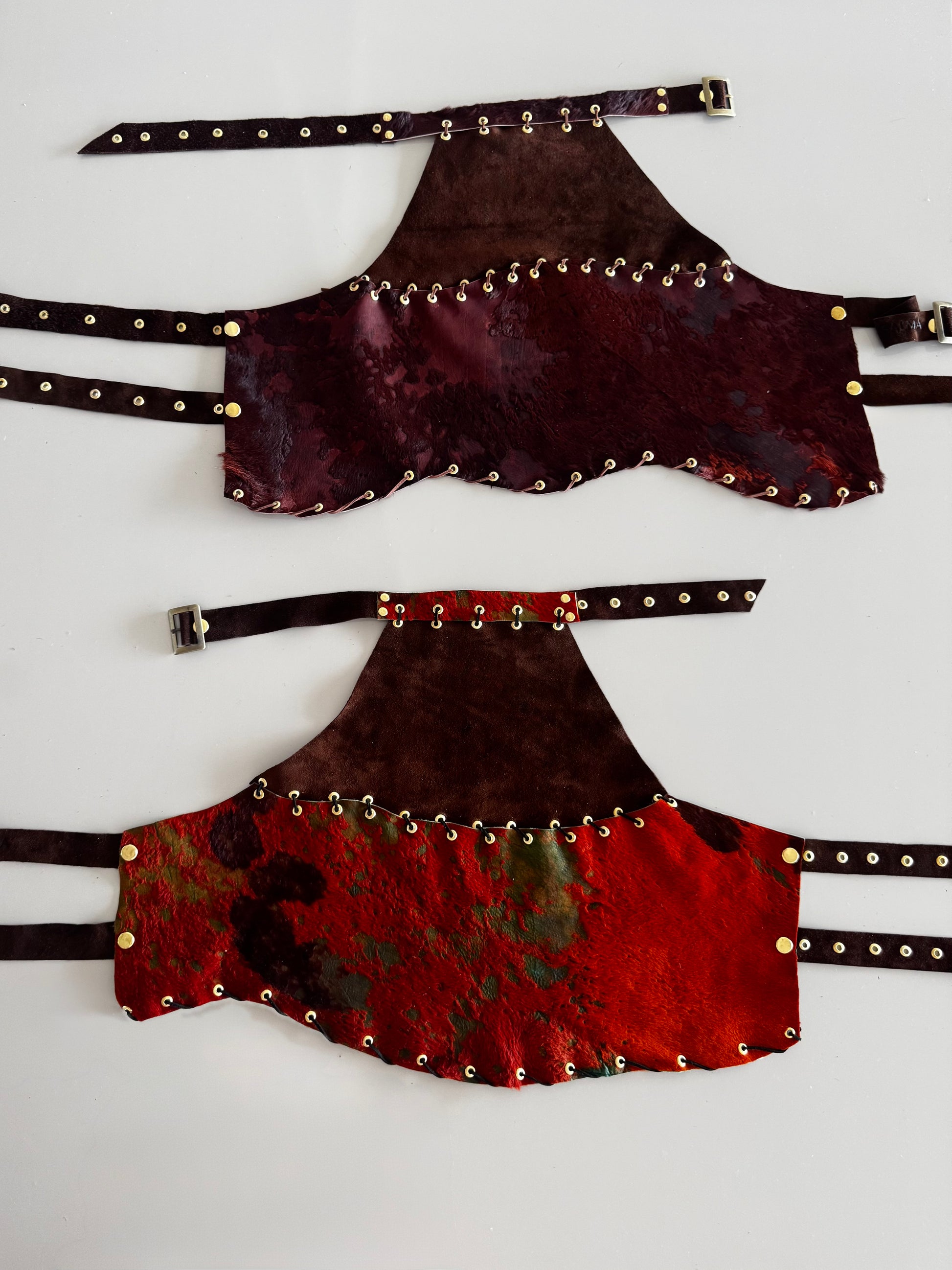 TOP HALTER - naranja y chocolate