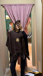 PONCHO PATRIA CON FLECOS -  CHOCOLATE