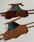 TOP HALTER - celeste y chocolate