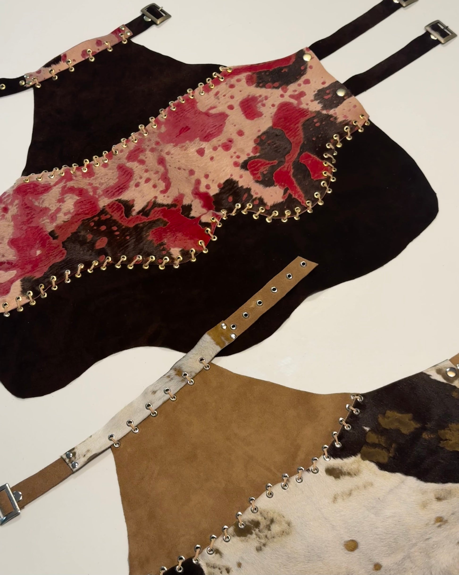 TOP HALTER - rosa y choco