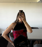 TOP HALTER - CHERRY