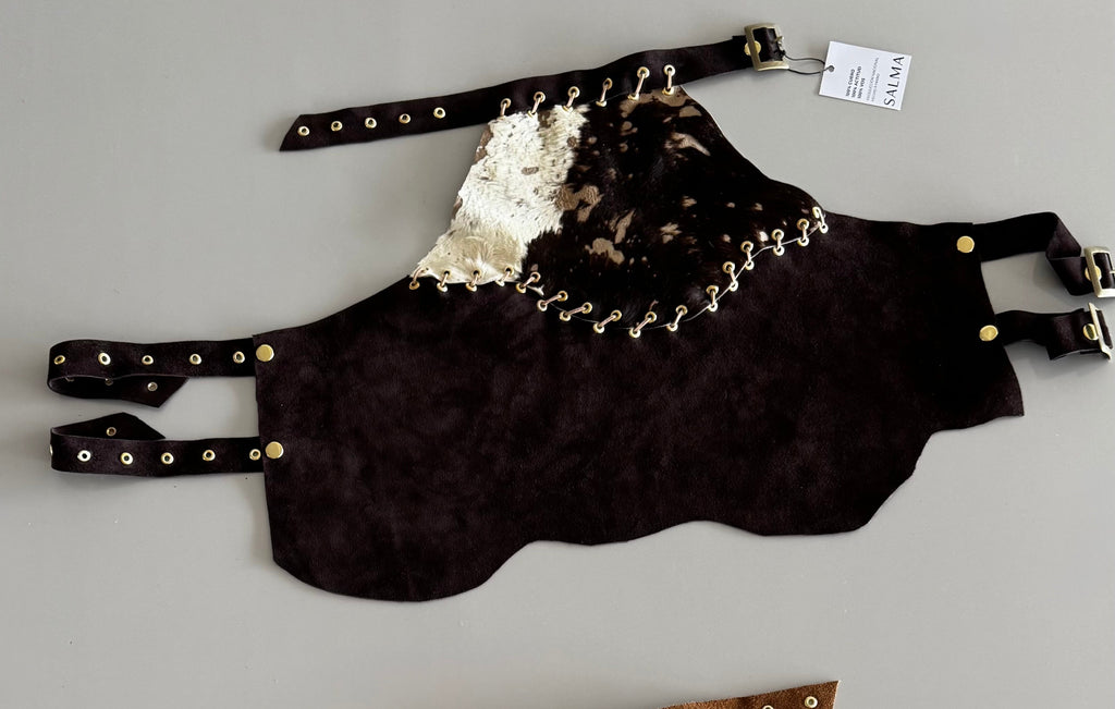 TOP HALTER - chocolate y blanco