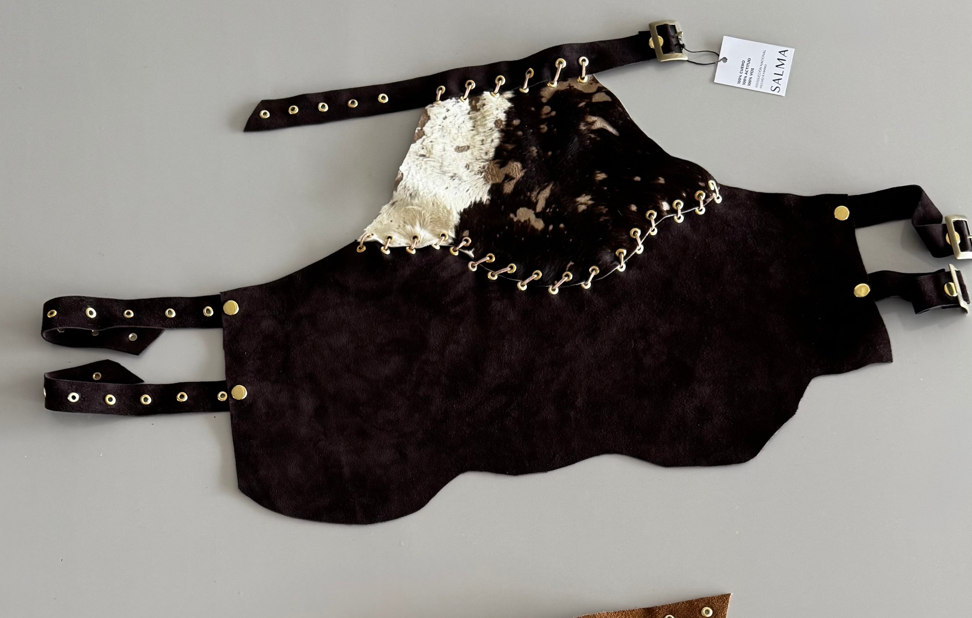 TOP HALTER - chocolate y blanco