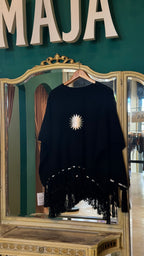 PONCHO PATRIA CON FLECOS - NEGRO