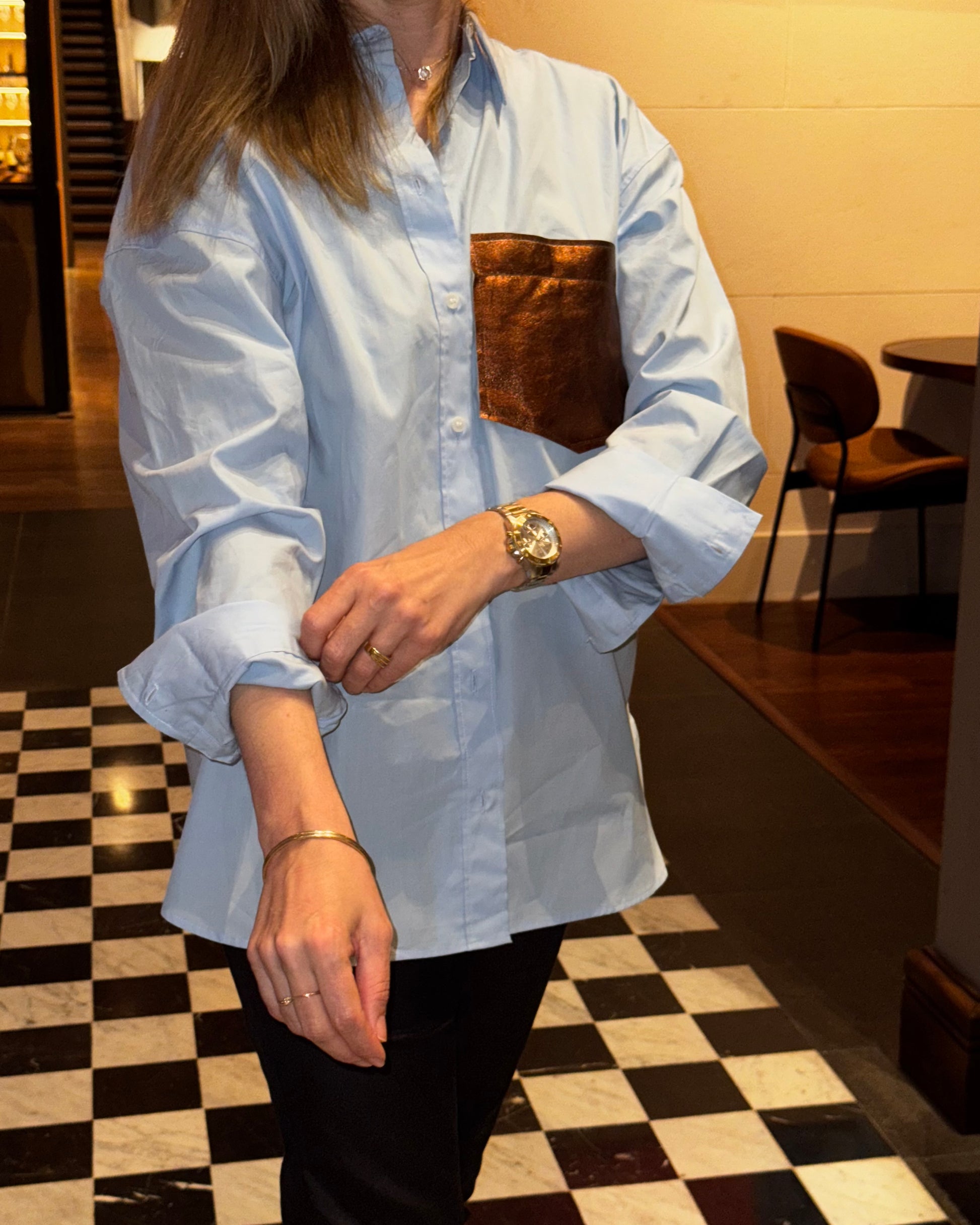 CAMISA ECUESTRE - CELESTE