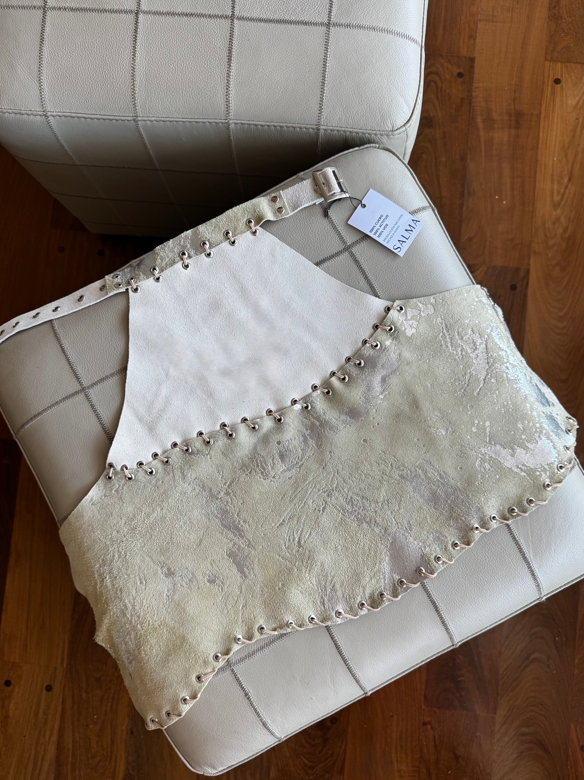 TOP HALTER - blanco y plata