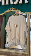 PONCHO PATRIA CON FLECOS -  BLANCO