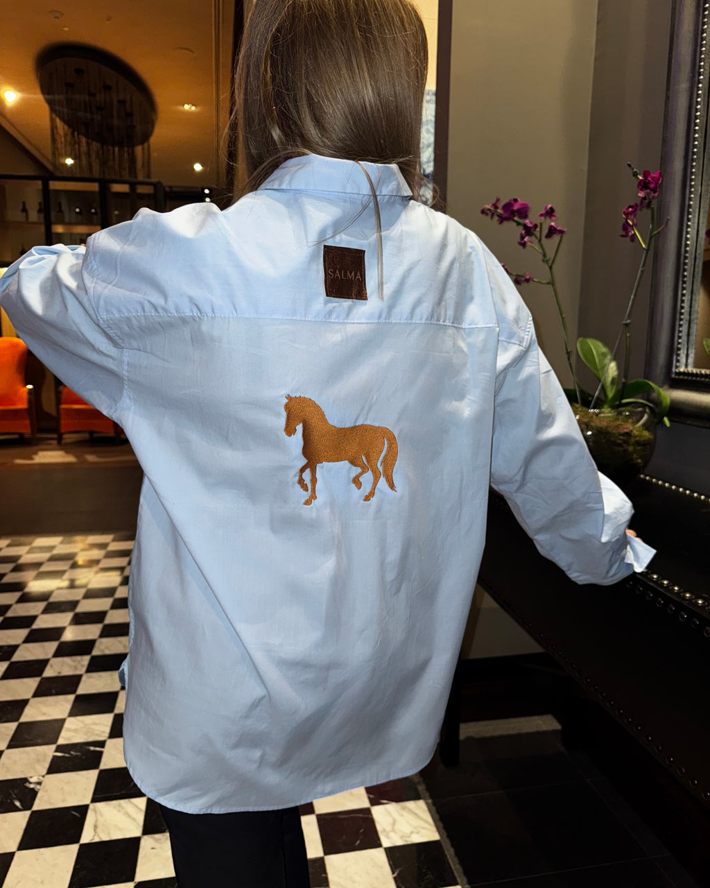 CAMISA ECUESTRE - CELESTE