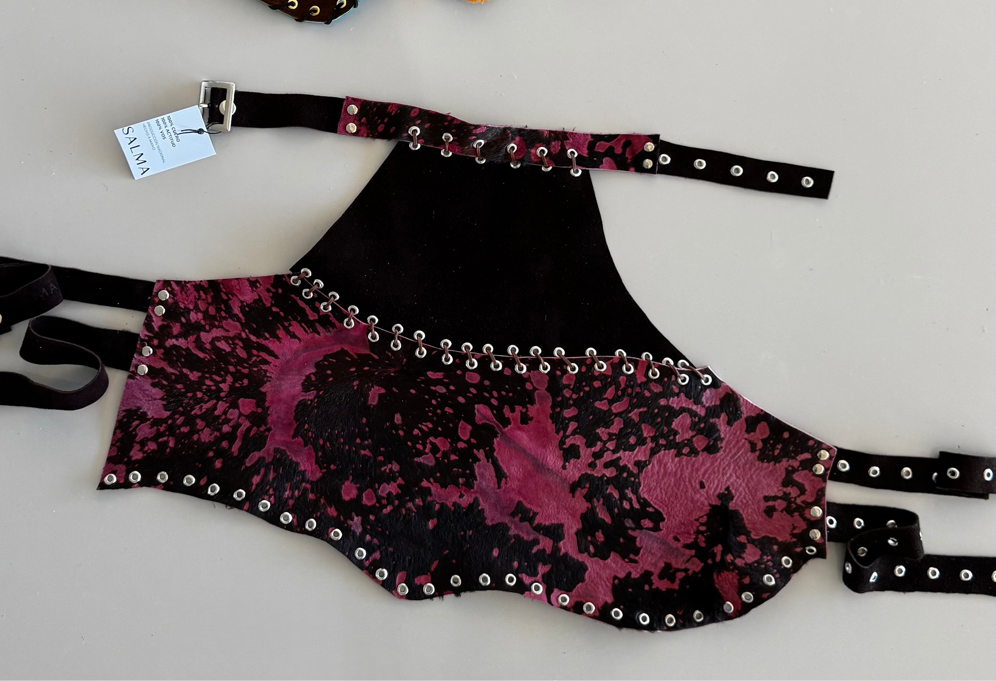 TOP HALTER - fucsia y chocolate