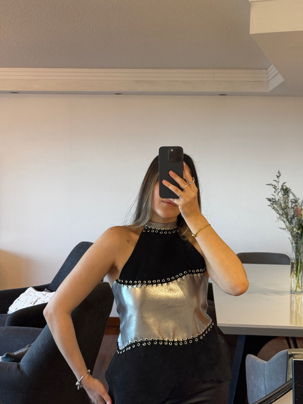 TOP HALTER PLATA - REGULABLE