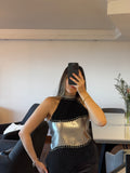 TOP HALTER PLATA - REGULABLE