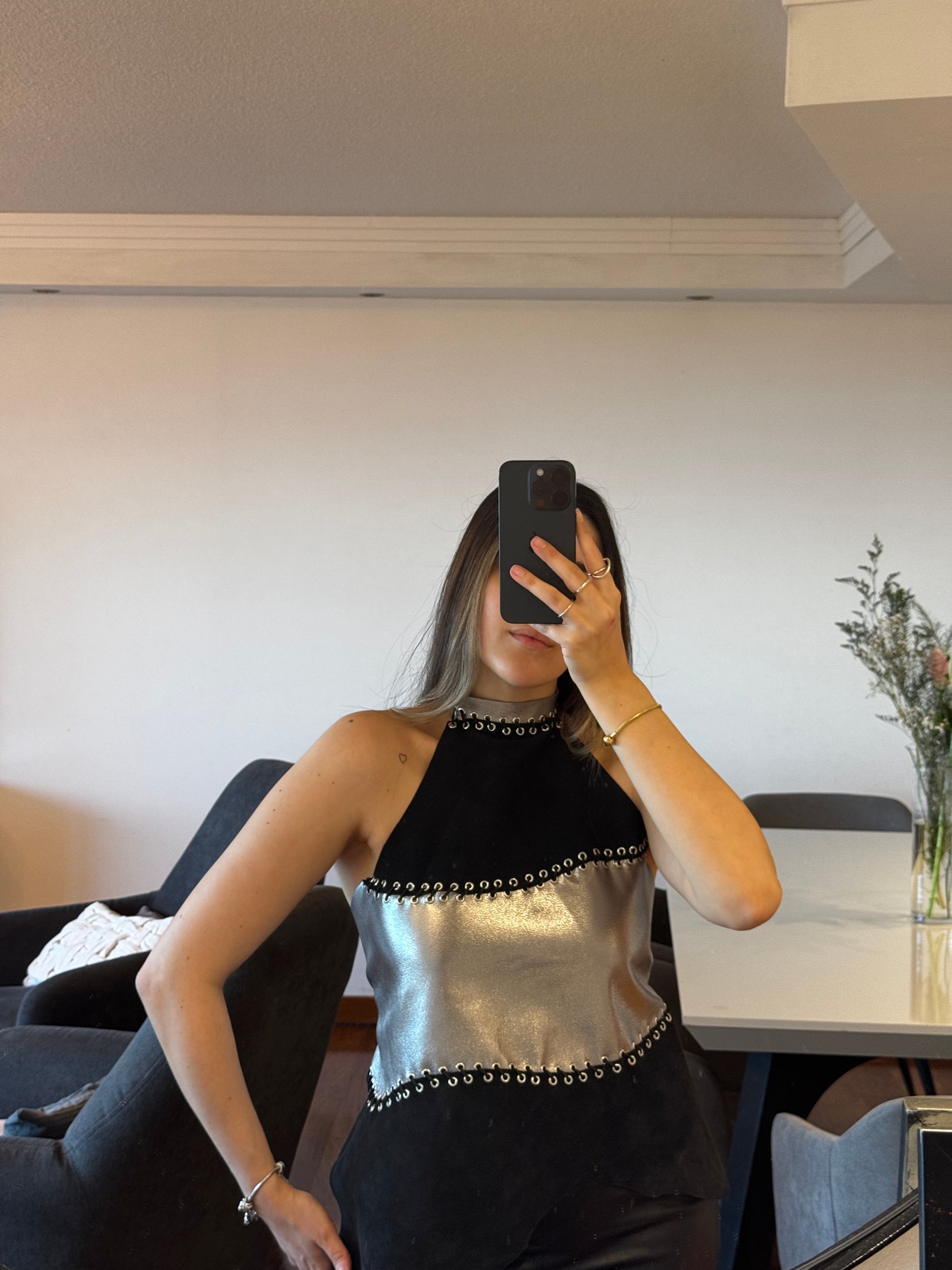 TOP HALTER PLATA - REGULABLE