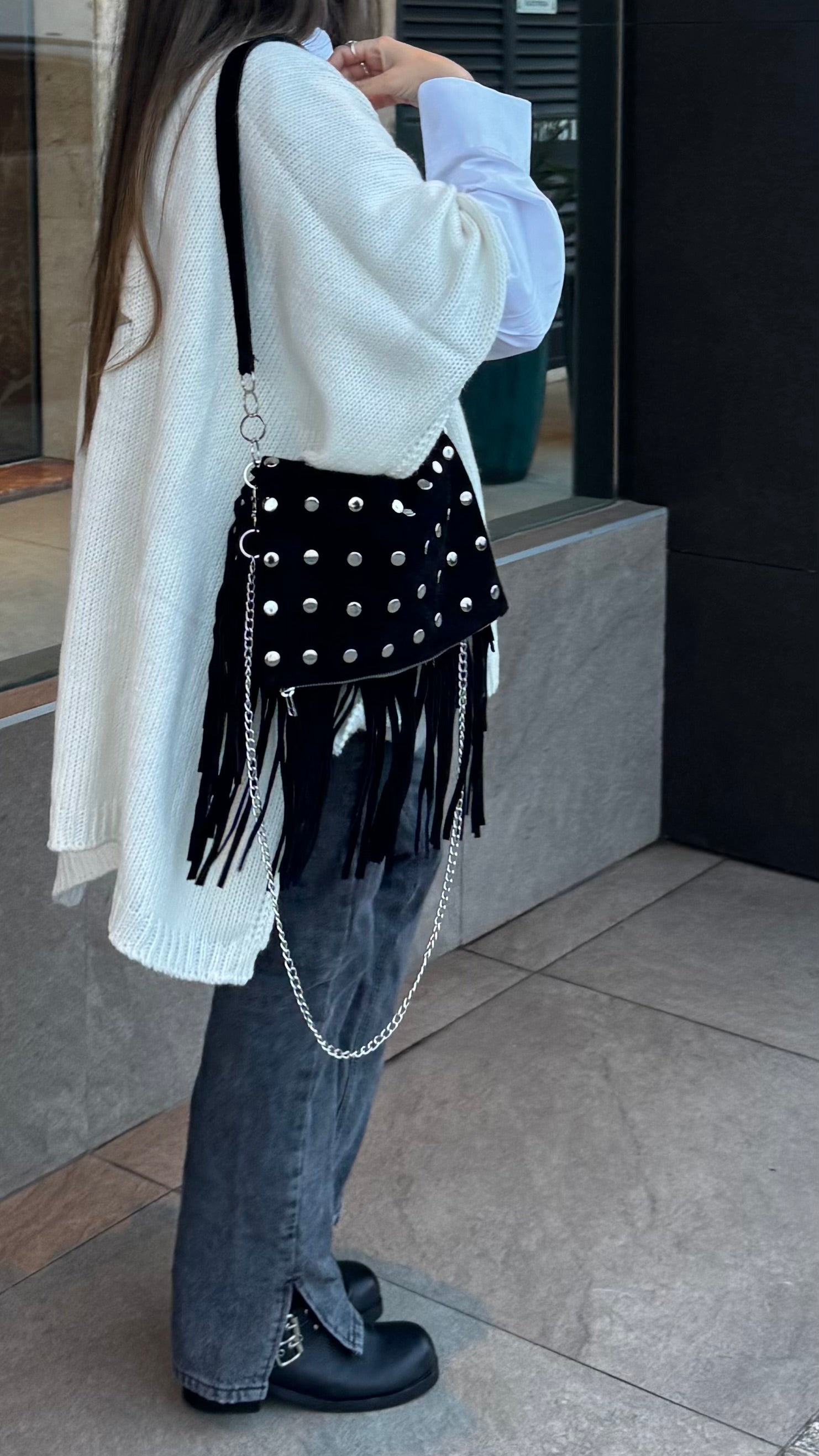 CARTERA TACHAS FLECOS - NEGRO