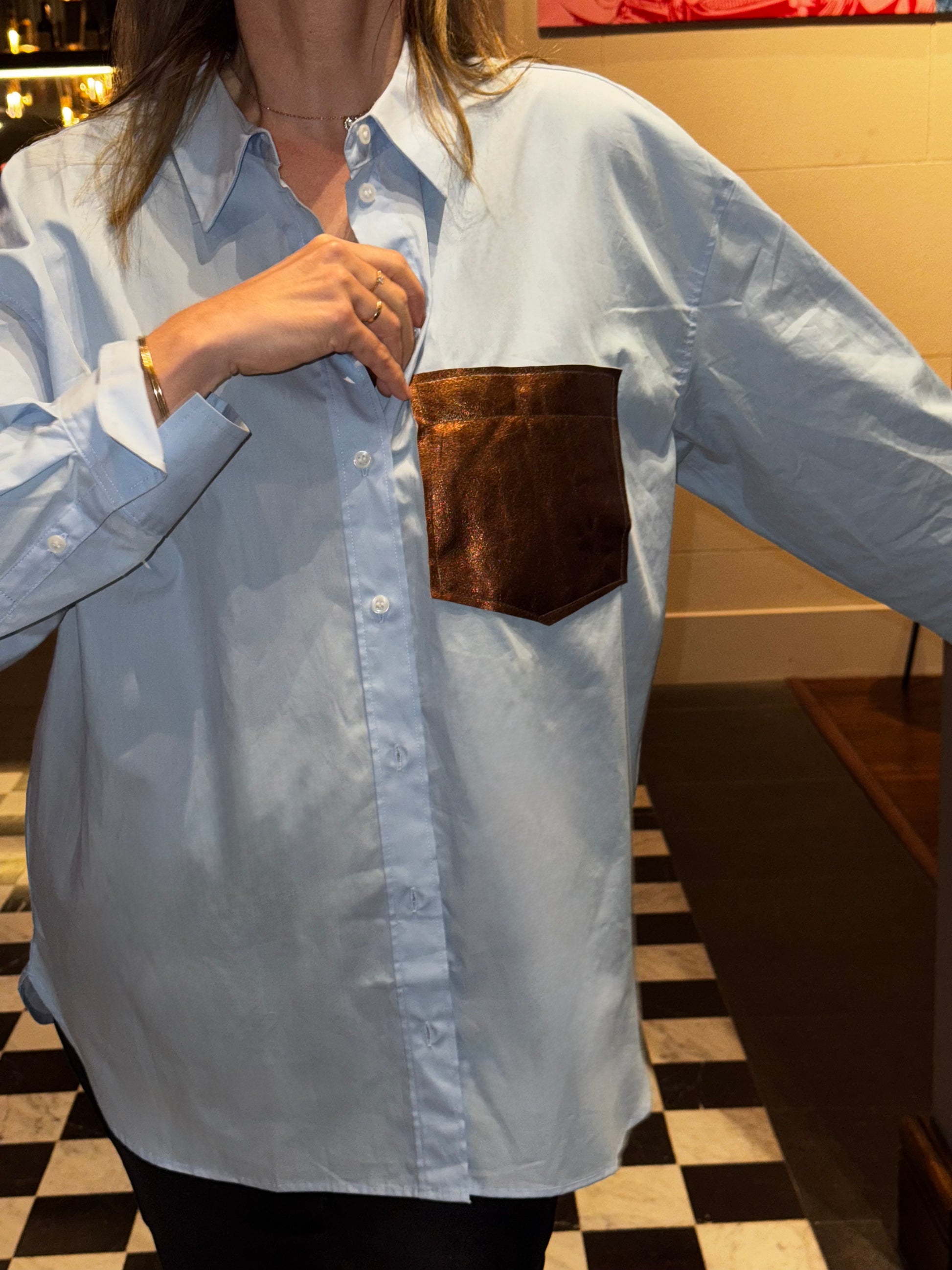 CAMISA ECUESTRE - CELESTE