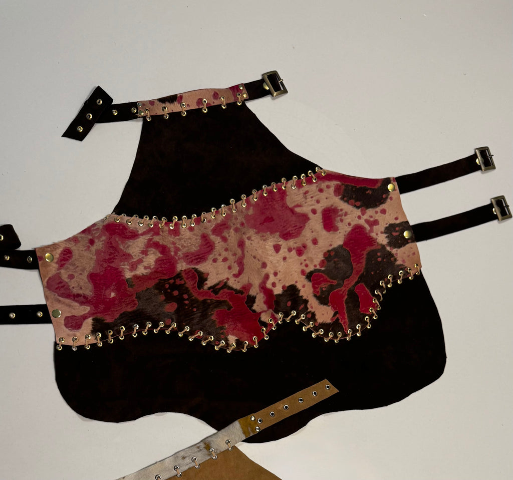 TOP HALTER - rosa y choco