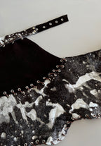 TOP HALTER - plateado y chocolate
