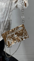 CARTERA COW -  PLATEADO Y BEIGE
