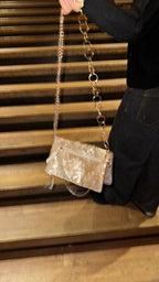 CARTERA COW -  PLATEADO Y BEIGE