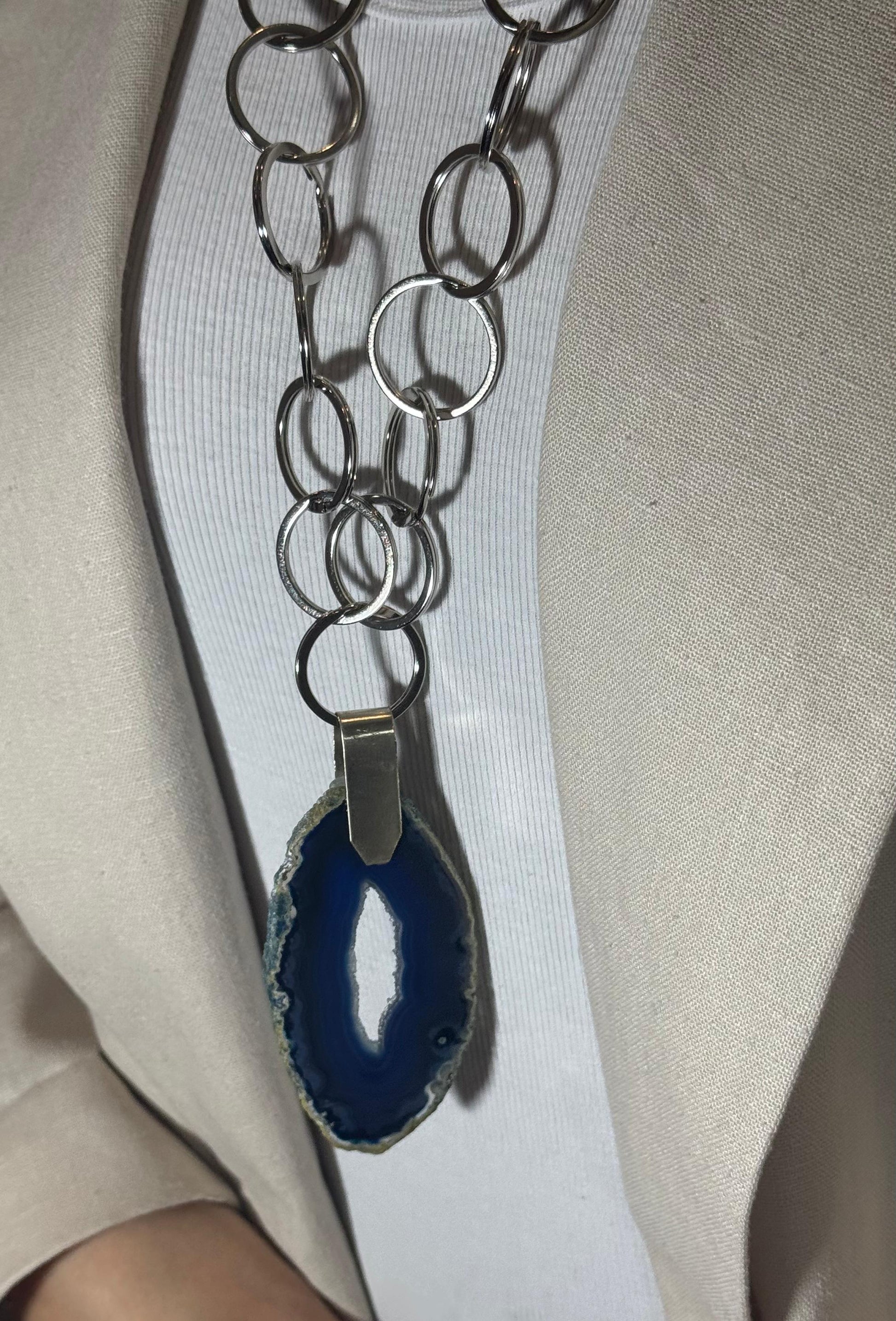 COLLAR AROS ÁGATA AZUL