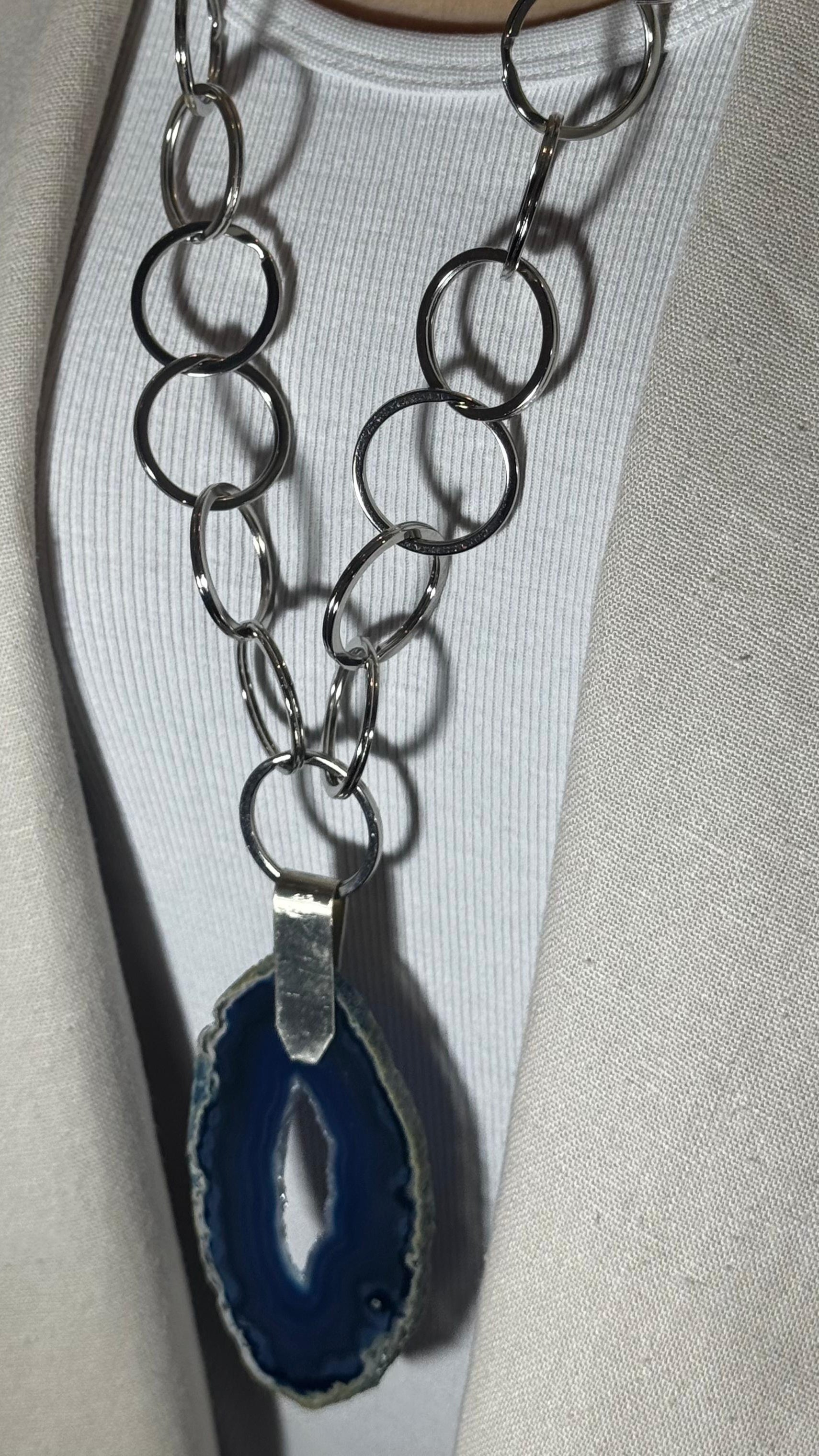 COLLAR AROS ÁGATA AZUL